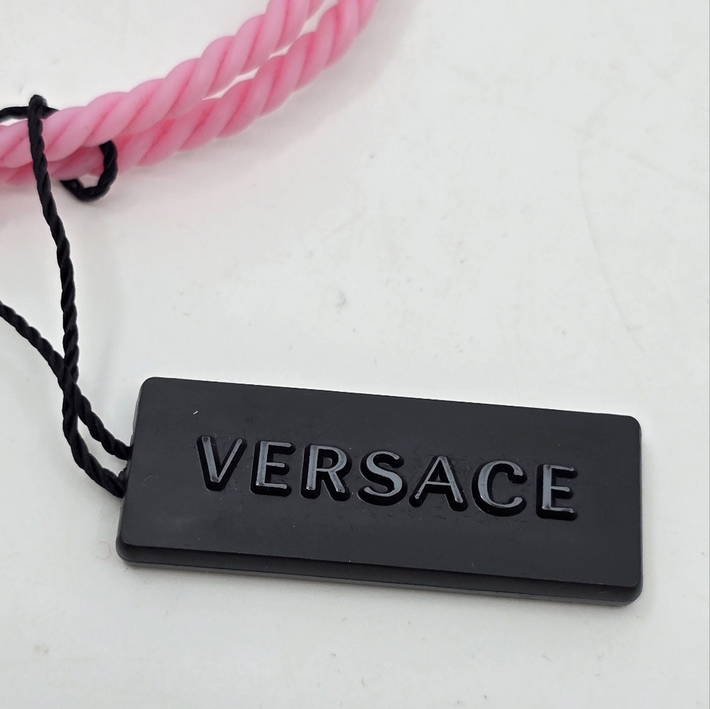 Versace Pink & Gold Rubber Medusa Bracelet in Candy Oro - Picture 5 of 7